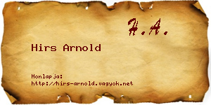 Hirs Arnold névjegykártya